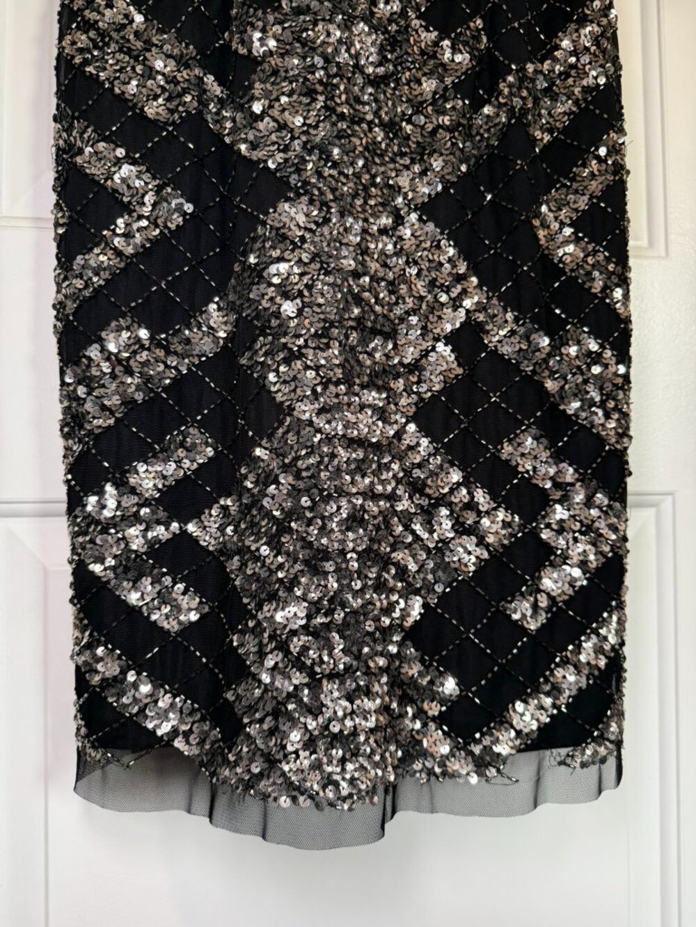 Vintage Sequin Geometric Bodycon Mini Dress Party Cocktail New Years Eve Holiday - Picture 5 of 10